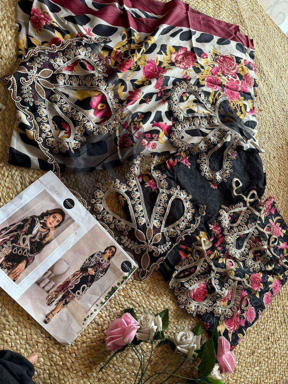 MEHBOOB TEX DESIGN NO - 1522-1524-1526 PURE COTTON PRINT EMBROIDERED SELF WORK PAKISTANI DRESS MATERIAL WHOLESALE PRICE ( 3 PCS CATALOG )