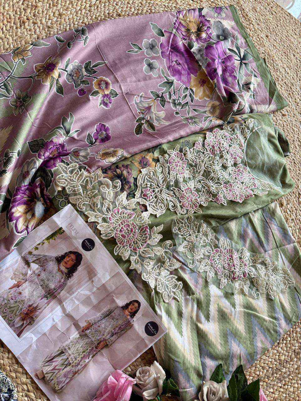 MEHBOOB TEX DESIGN NO - 1522-1524-1526 PURE COTTON PRINT EMBROIDERED SELF WORK PAKISTANI DRESS MATERIAL WHOLESALE PRICE ( 3 PCS CATALOG )