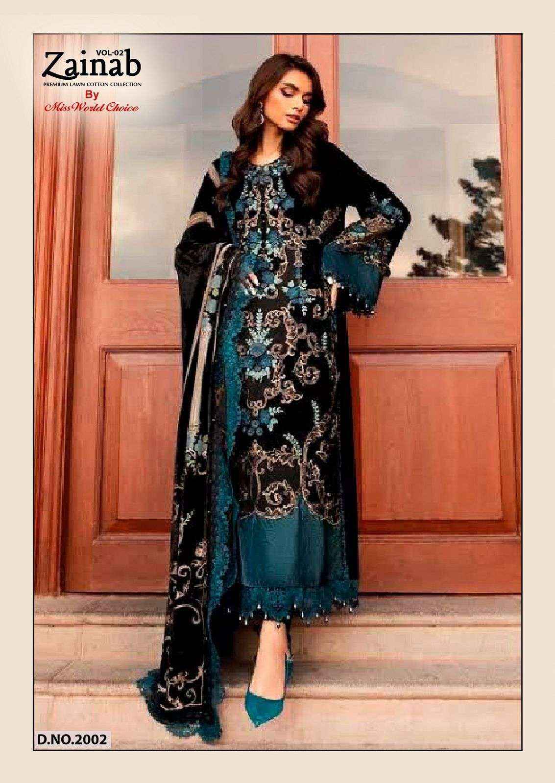 MISS WORLD CHOICE ZAINAB VOL 2 LAWN COTTON DRESS MATERIAL ( 6 PCS CATALOGUE )