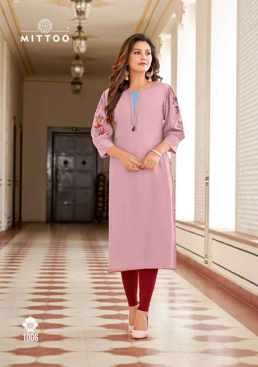 Mittoo Fashion Kaamiya Wholesale Rayon Kurti ( 6 pcs Catalogue )