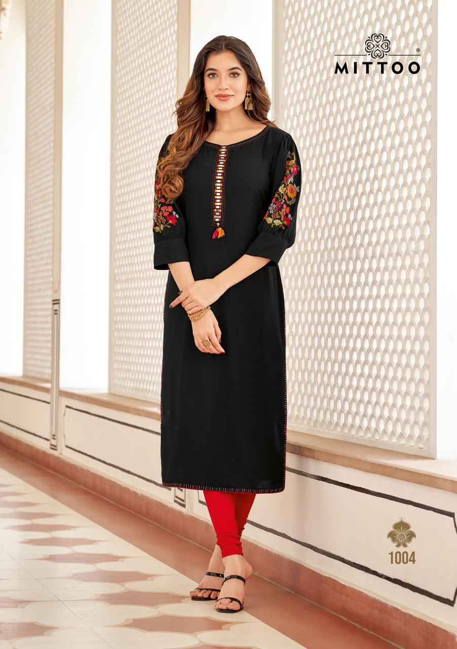 Mittoo Fashion Kaamiya Wholesale Rayon Kurti ( 6 pcs Catalogue )