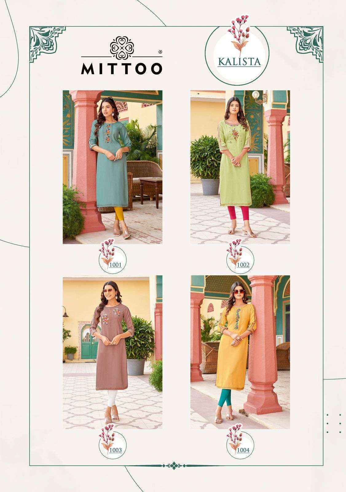 Mittoo Kalista Rayon Kurti Latest Catalog Wholesale Price ( 4 pcs Catalogue )