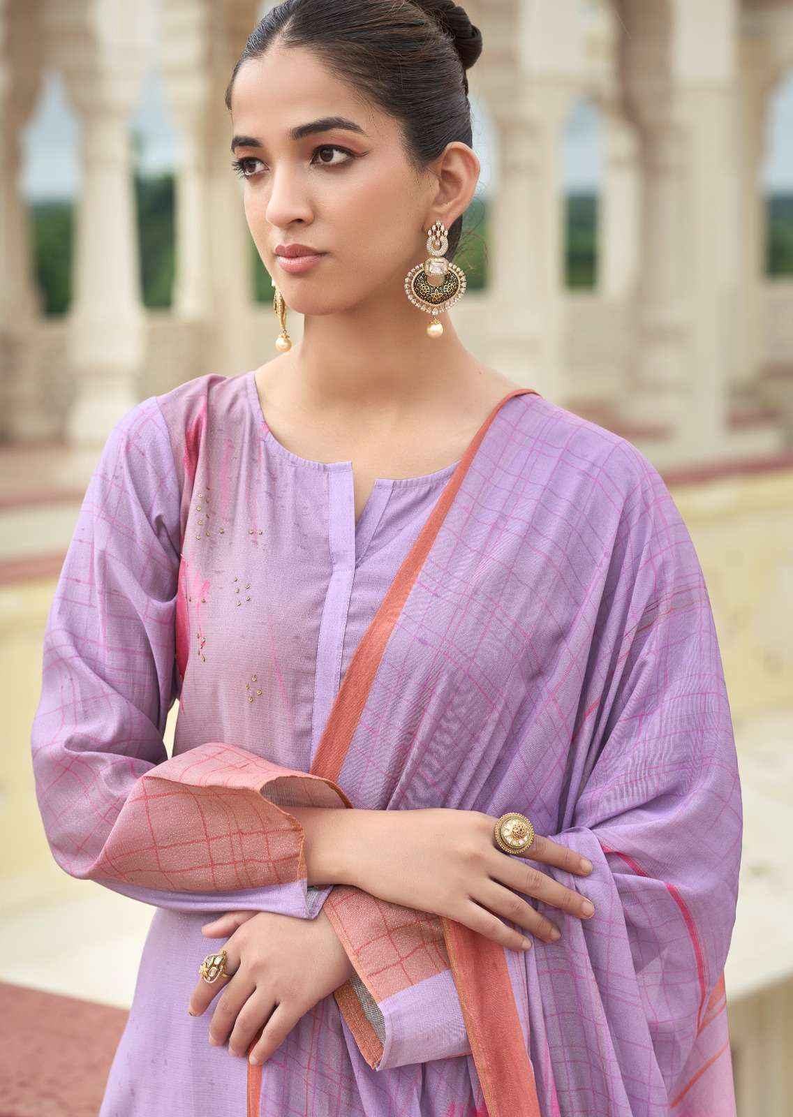 Prm Trendz Eknoor Wholesale Fancy Work Muslin Suits ( 6 Pcs Catalog )