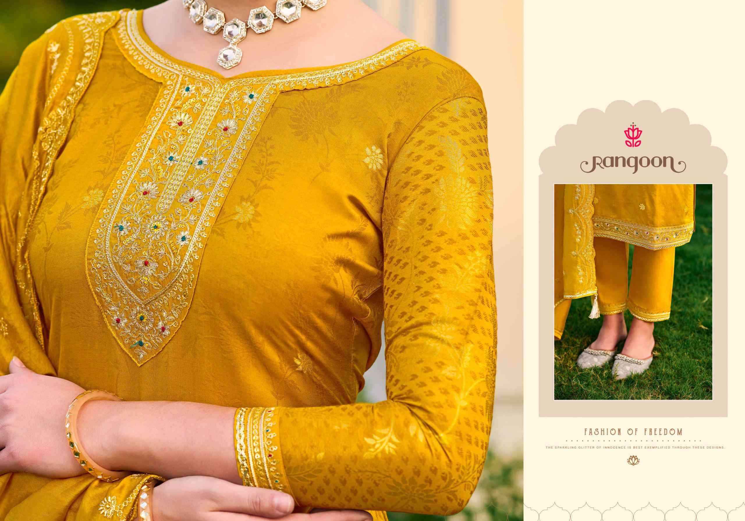 Rangoon Awaari Muslin Jacquard Designer Readymade Suits ( 4 Pcs Catalogue )