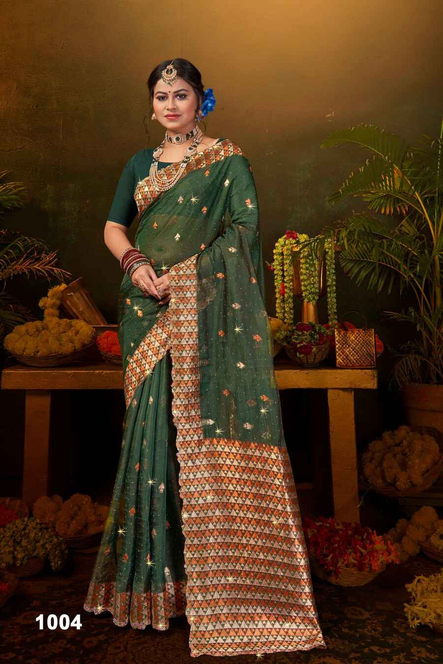 Saroj Gulaal Organza Swarovski Vol 3 Sarees Wholesale Price ( 6 Pcs Catalogue )