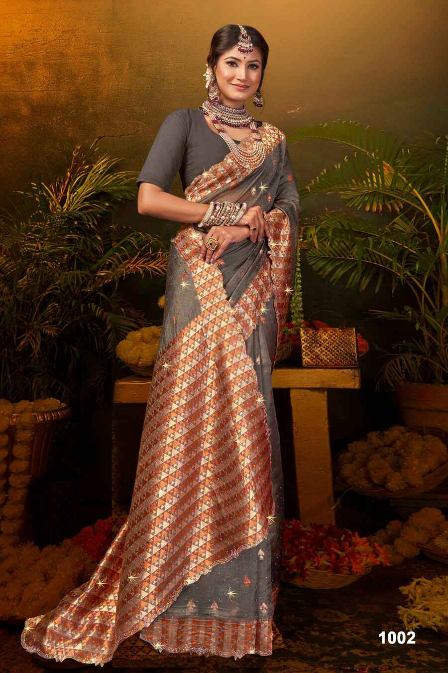 Saroj Gulaal Organza Swarovski Vol 3 Sarees Wholesale Price ( 6 Pcs Catalogue )