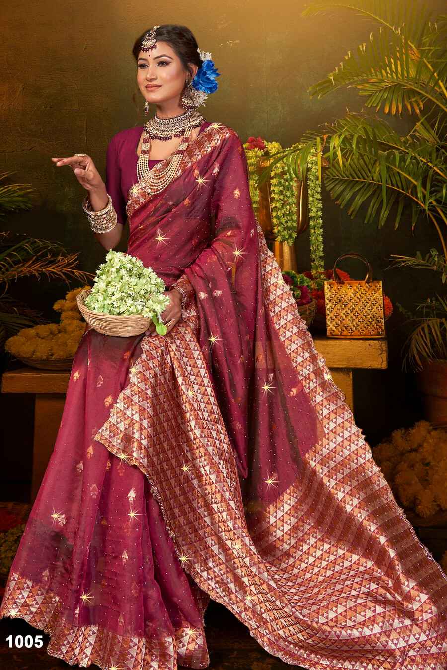 Saroj Gulaal Organza Swarovski Vol 3 Sarees Wholesale Price ( 6 Pcs Catalogue )