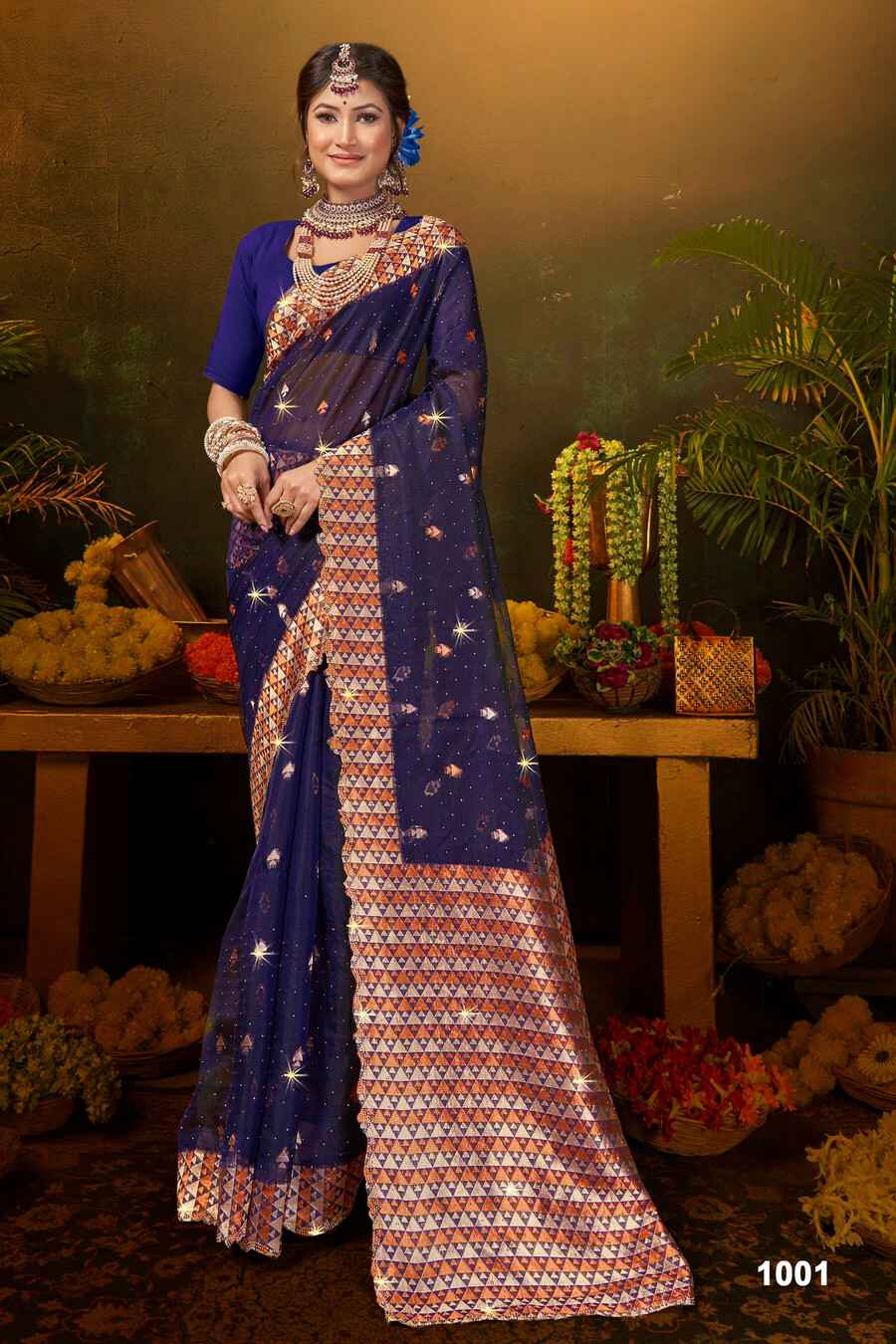 Saroj Gulaal Organza Swarovski Vol 3 Sarees Wholesale Price ( 6 Pcs Catalogue )
