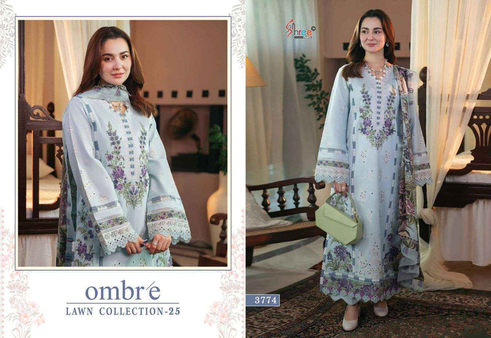 Shree Fabs Ombre Lawn Collection 25 Wholesale Cotton Dress Material ( 6 pcs Catalogue )