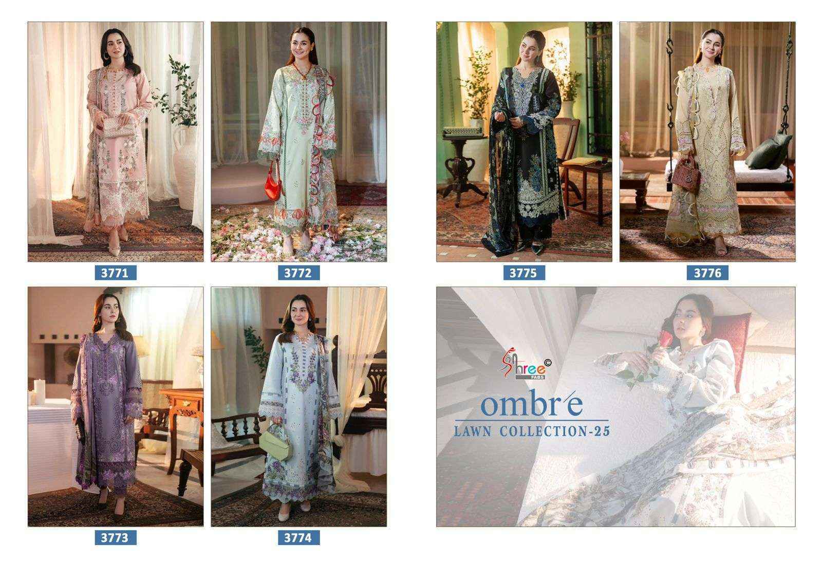 Shree Fabs Ombre Lawn Collection 25 Wholesale Cotton Dress Material ( 6 pcs Catalogue )