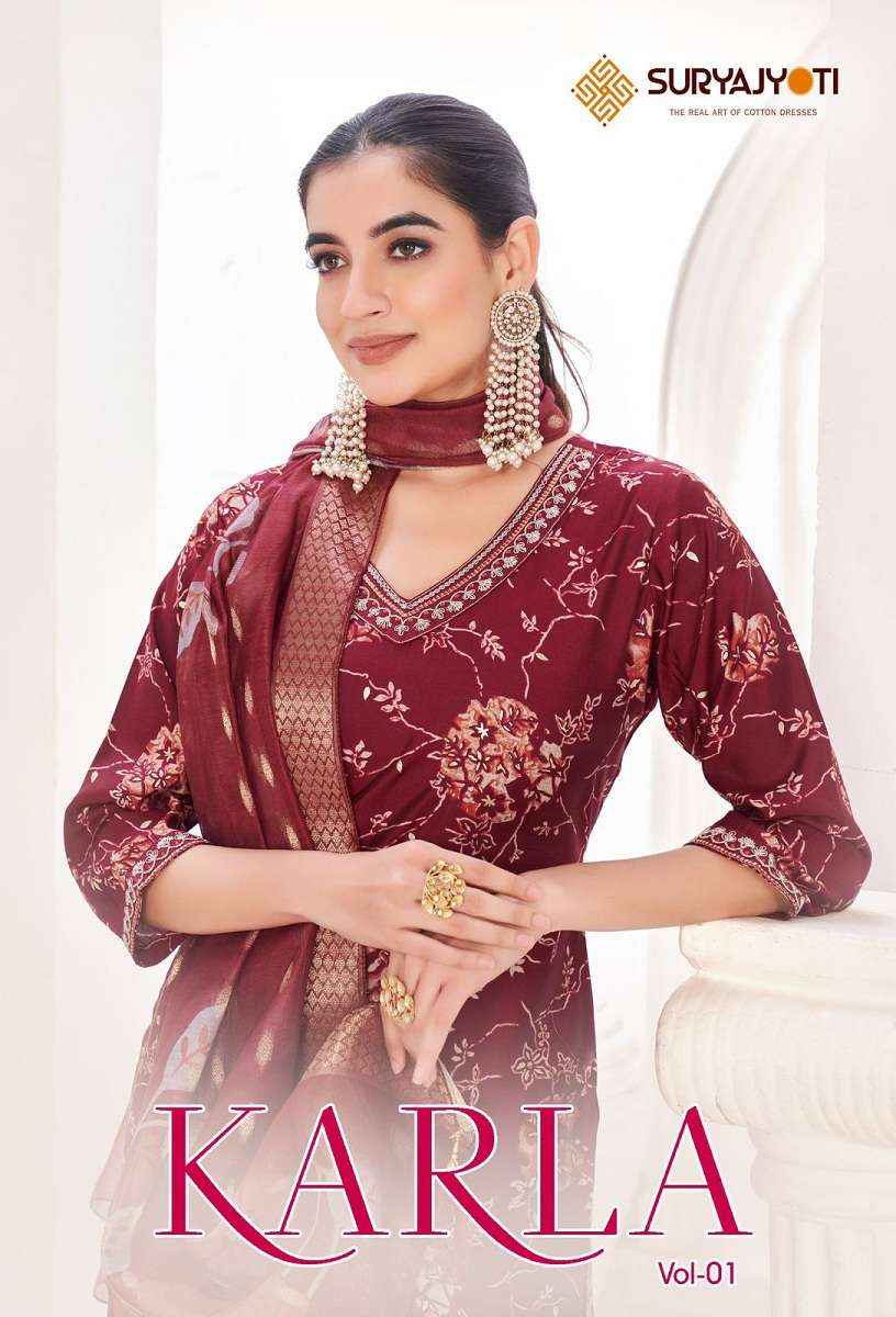 Suryajyoti Karla Vol 1 Readymade Pure Modal Suits ( 8 Pcs Catalogue )