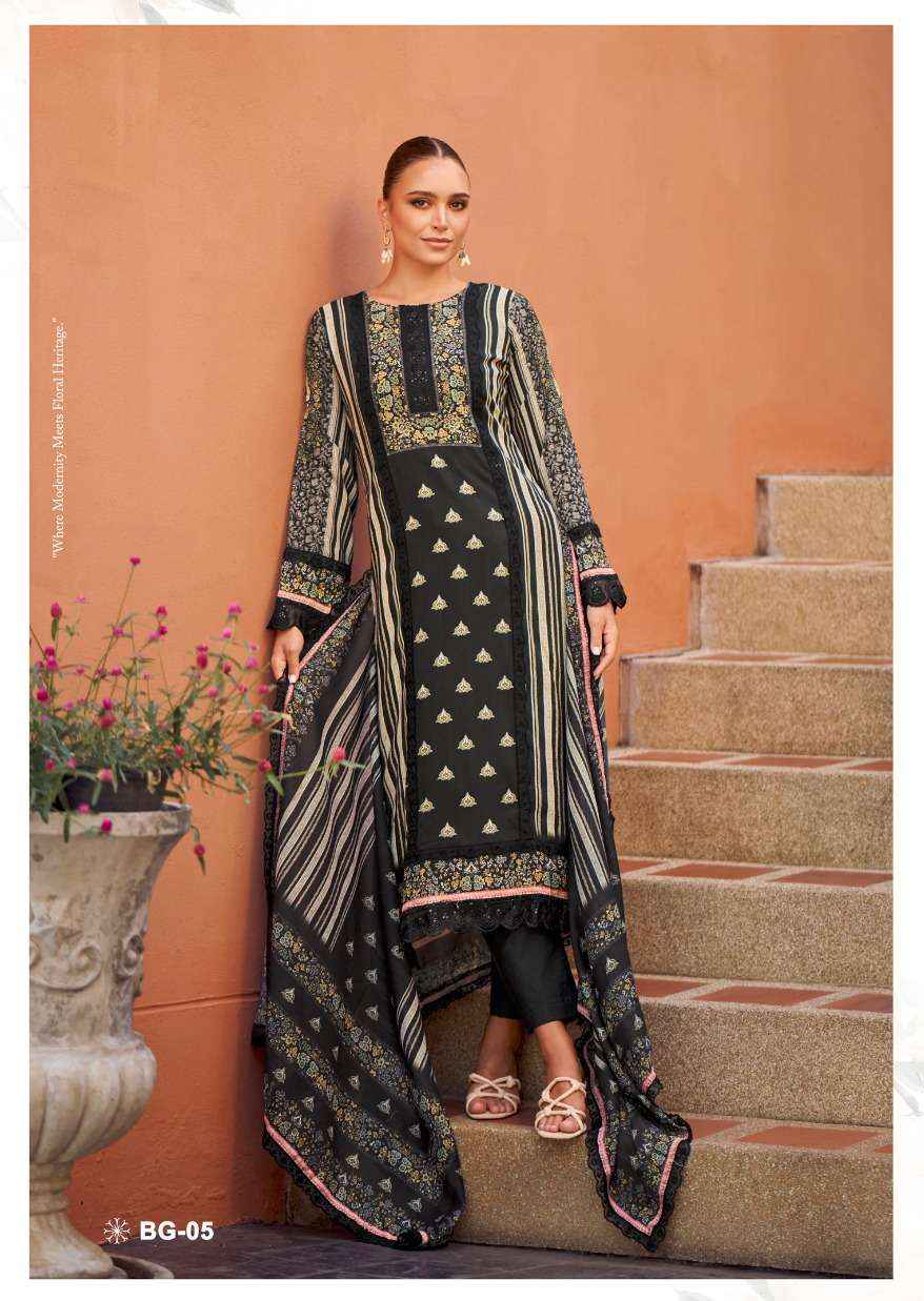 THE HERMITAGE SHOP BAGH EDITION 2 JAM SATIN DIGITAL PRINT WITH FANCY WORK DRESS MATERIAL WHOLESALE PRICE ( 6 PCS CATALOG )