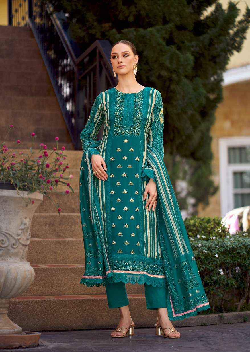 THE HERMITAGE SHOP BAGH EDITION 2 JAM SATIN DIGITAL PRINT WITH FANCY WORK DRESS MATERIAL WHOLESALE PRICE ( 6 PCS CATALOG )