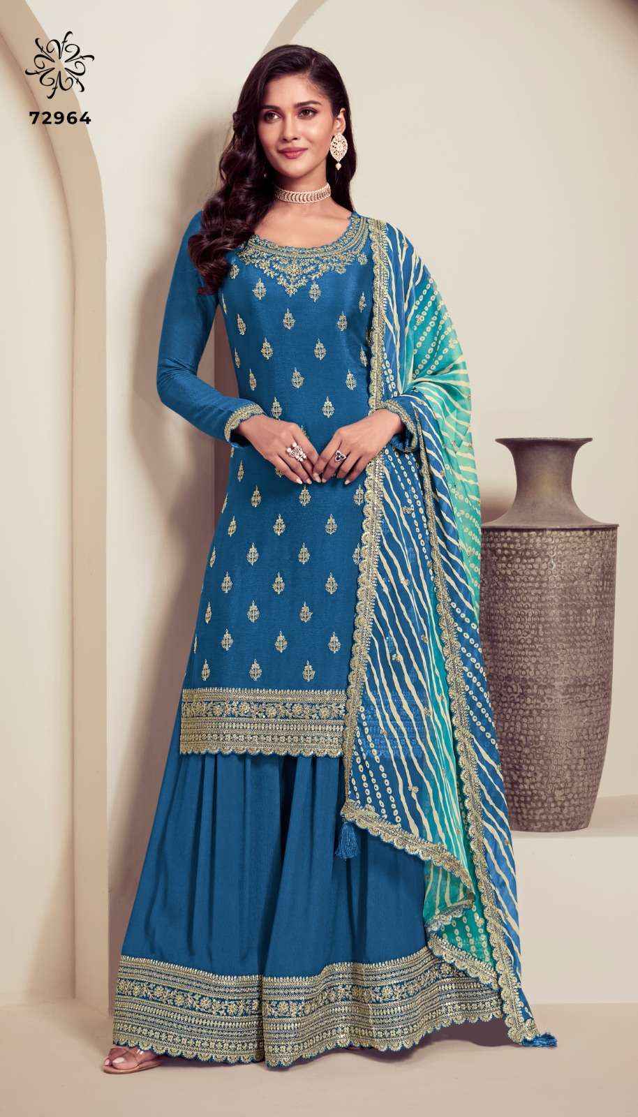 Vinay Fashion Kuleesh Rang Plus Partywear Sharara Style Dress Material ( 5 Pcs Catalogue )