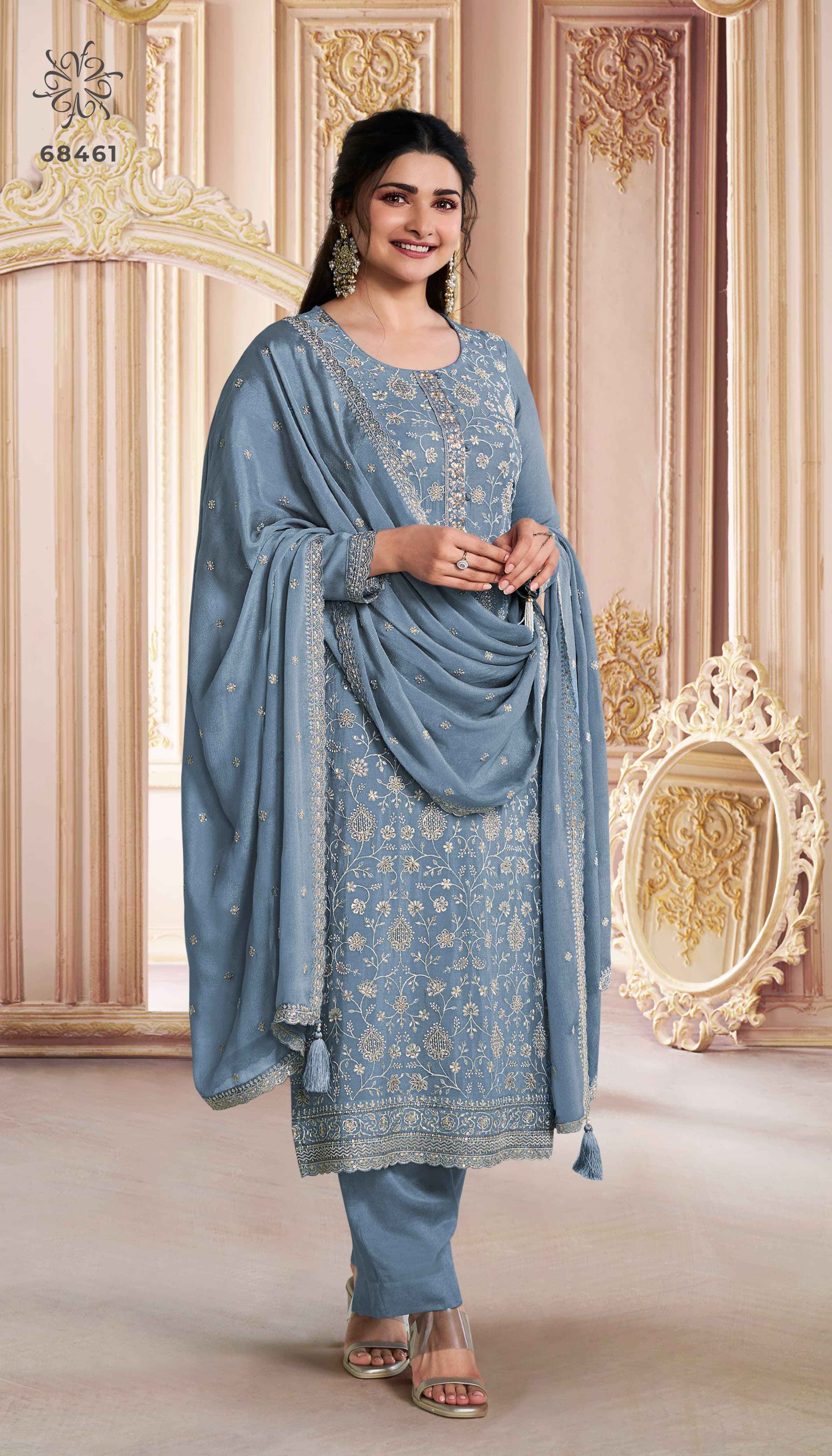 Vinay Fashion Kuleesh Saira Nx Chinon Embroidered Dress Material ( 5 Pcs Catalogue )