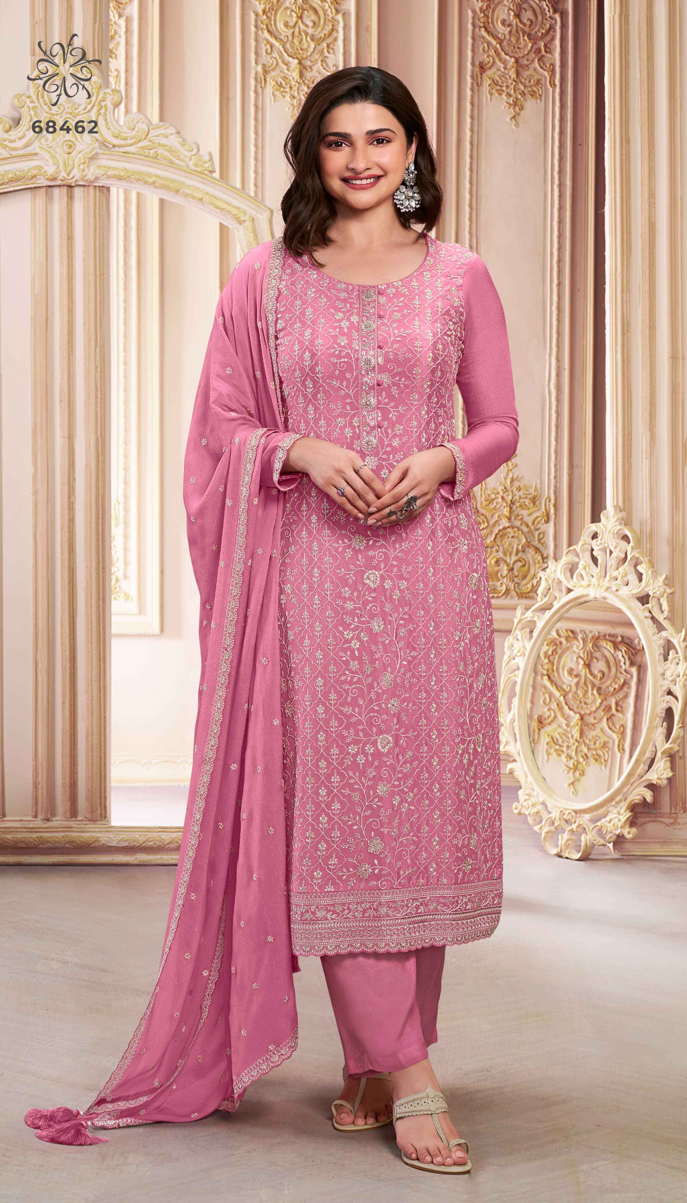 Vinay Fashion Kuleesh Saira Nx Chinon Embroidered Dress Material ( 5 Pcs Catalogue )