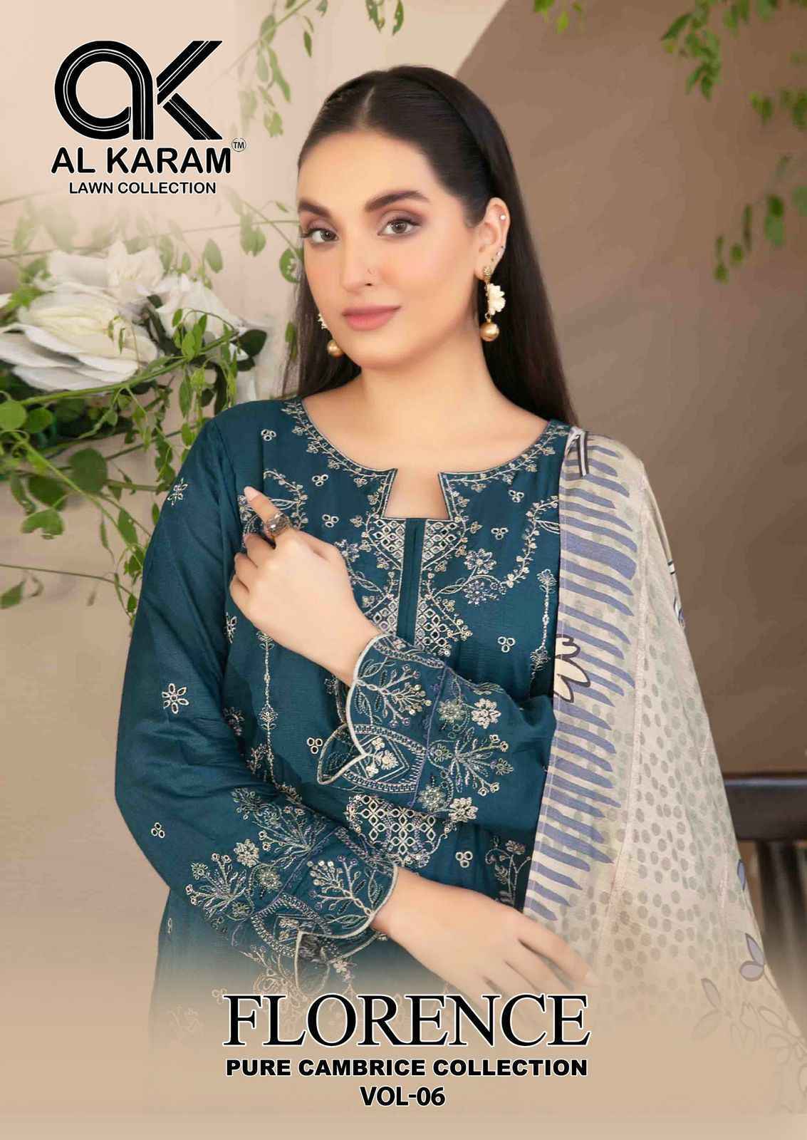 Al Karam Florence Vol-6 Cambric Cotton Pakistani suits ( 6 pcs Catalogue )