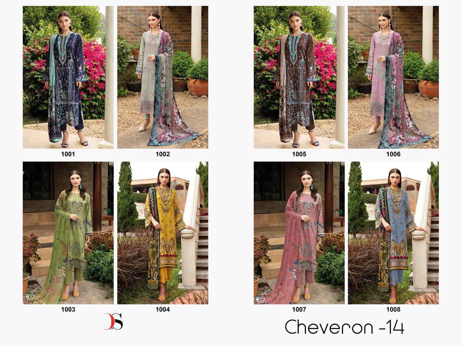 Deepsy Suits Cheveron Vol 14 Cotton Pakistani Suits Wholesale Price ( 8 pcs Catalogue )
