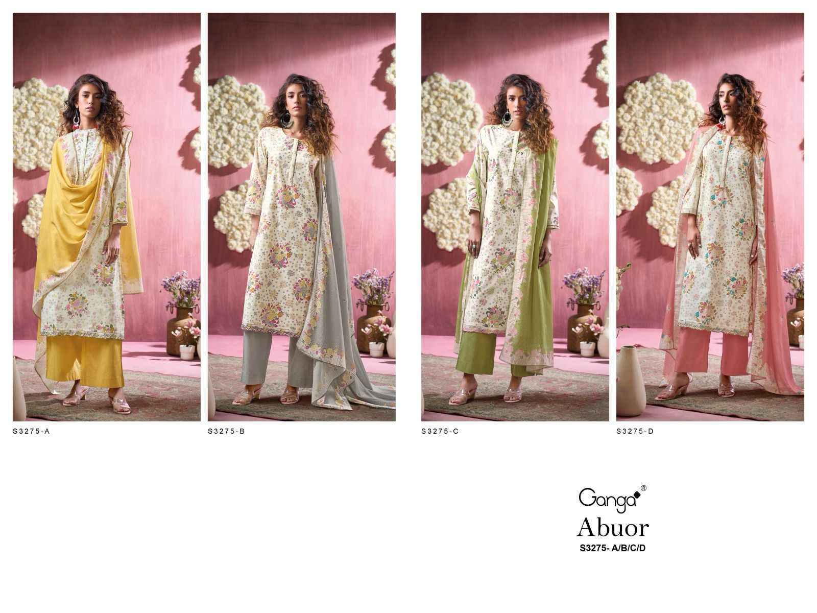 Ganga Abuor 3275 Cotton Dress Material Wholesale Price ( 4 Pcs Catalog )