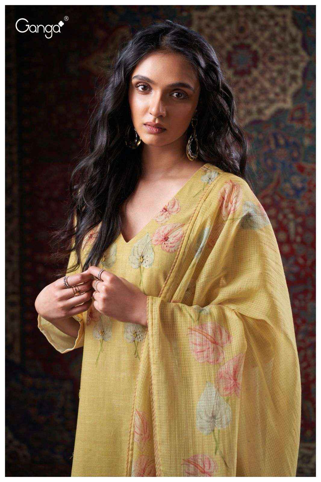 Ganga Fashion Cora 3405 Fancy Work Cotton Dress Wholesale Rate ( 4 Pcs Catalog )