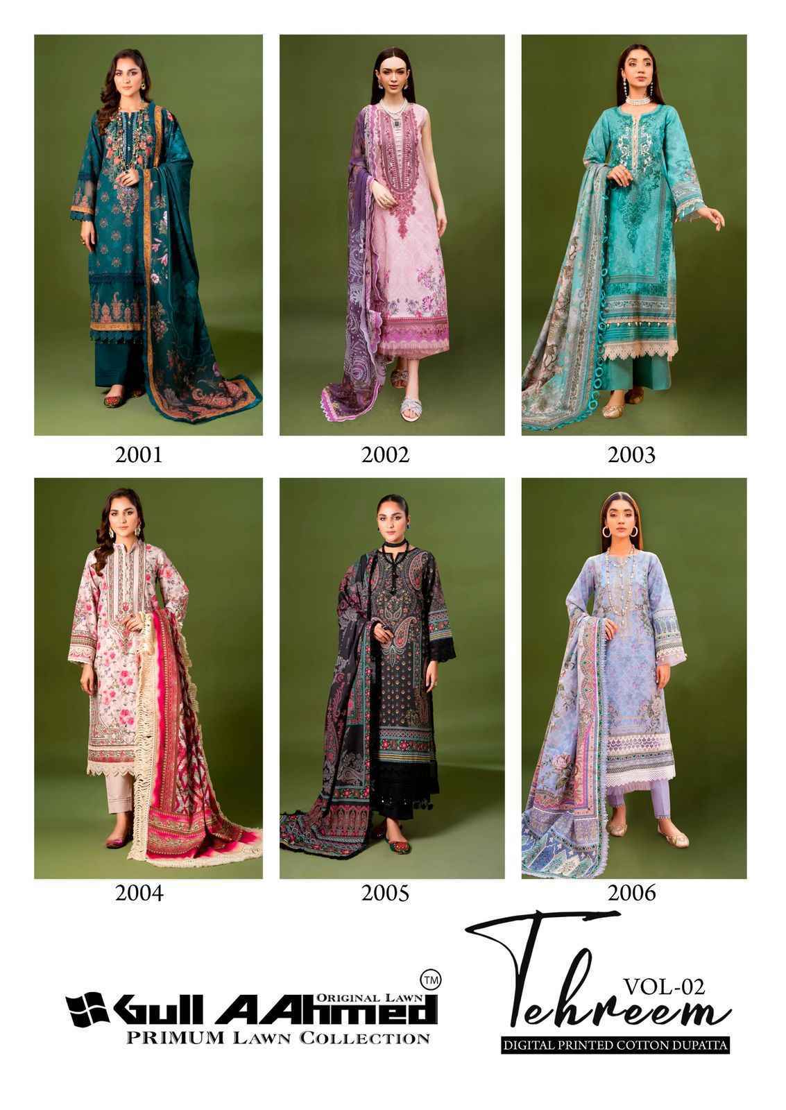 Gull Aahmed Tehreem Vol 2 Lawn Cotton Pakistani Suits ( 6 pcs Catalogue )