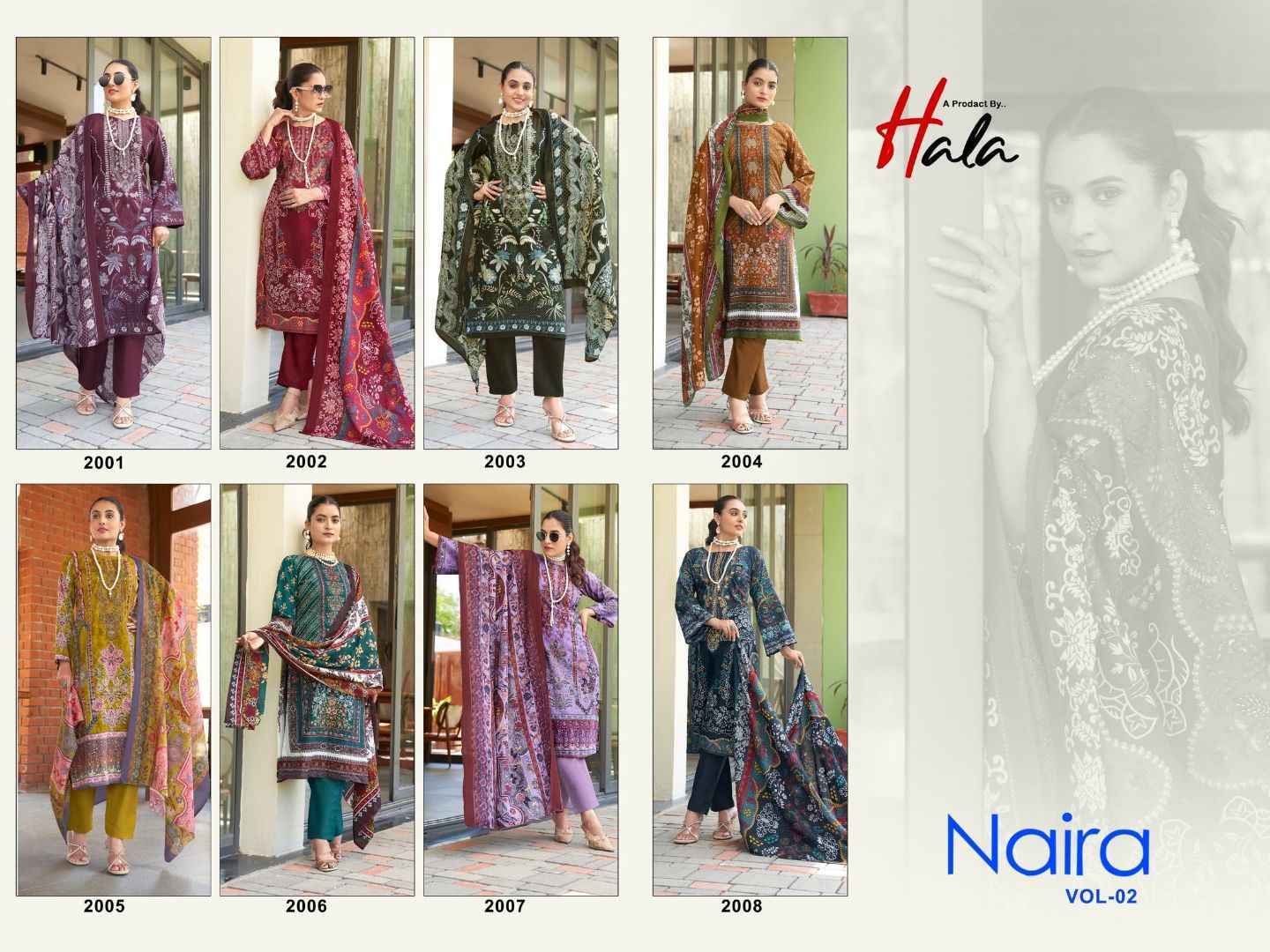 Hala Naira Vol 2 Cotton Dress Materail Latest Catalog ( 8 pcs Catalogue )