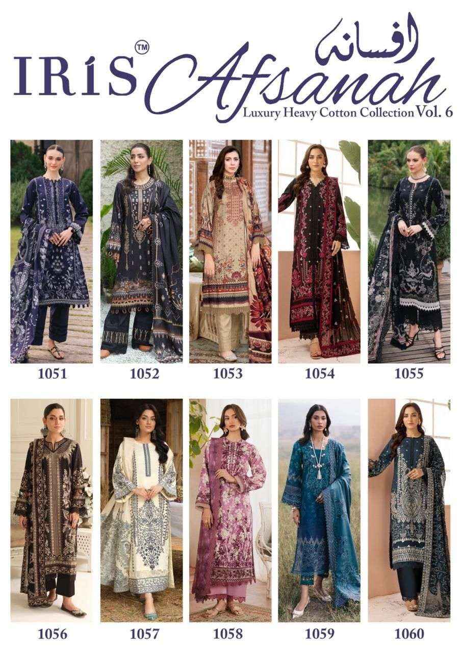 Iris Afsanah Vol 6 Pure Cotton Pakistani Dress Material ( 10 Pcs Catalogue )