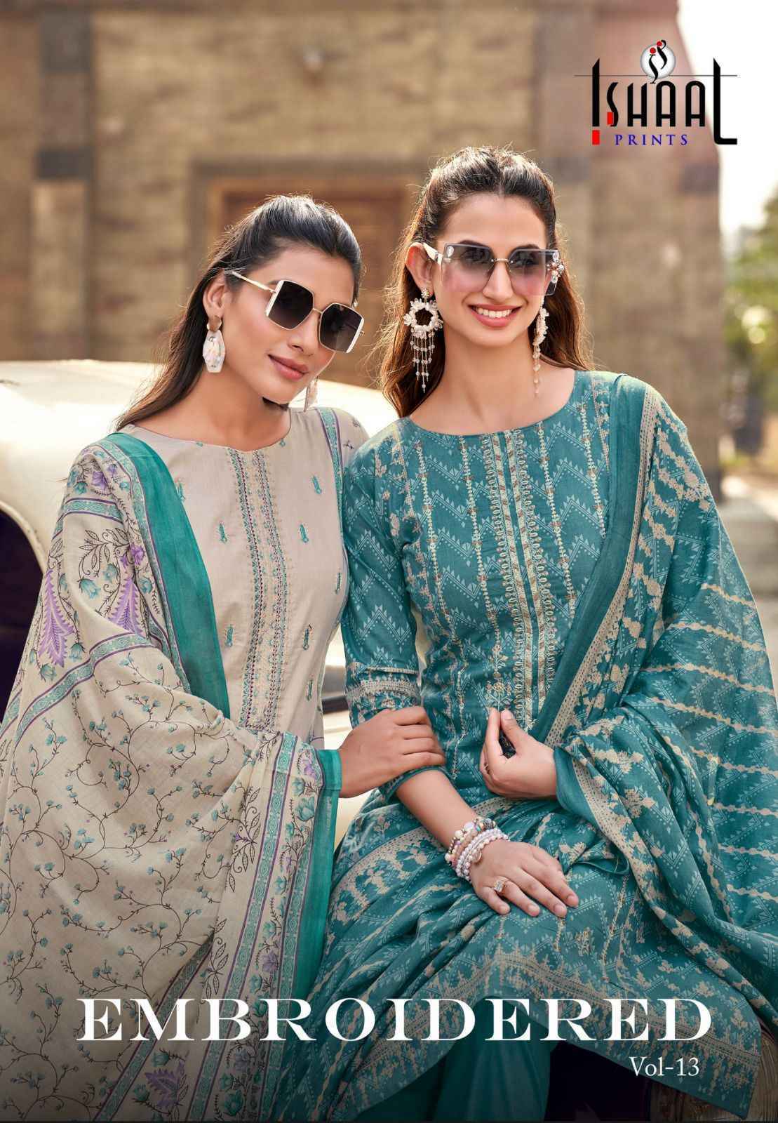 Ishaal Prints Embroidered Vol-13 Lawn Cotton Dress Material (10 pcs Catalogue)