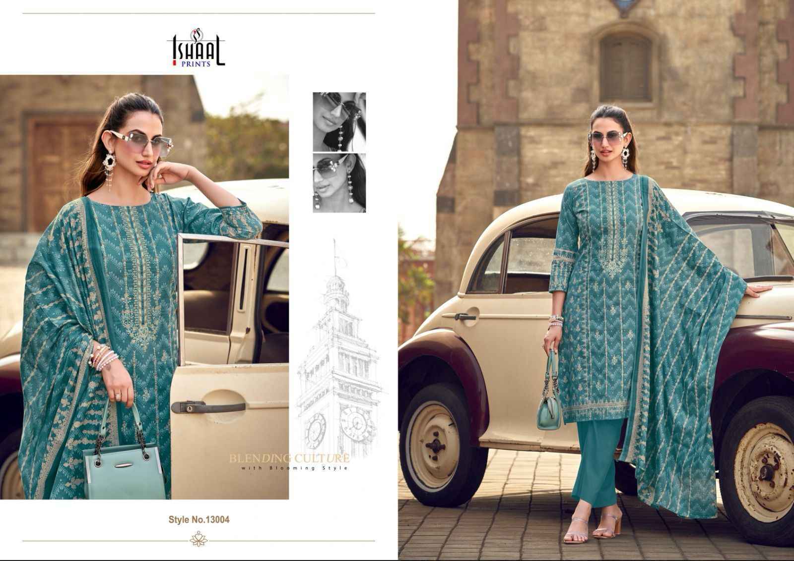Ishaal Prints Embroidered Vol-13 Lawn Cotton Dress Material (10 pcs Catalogue)