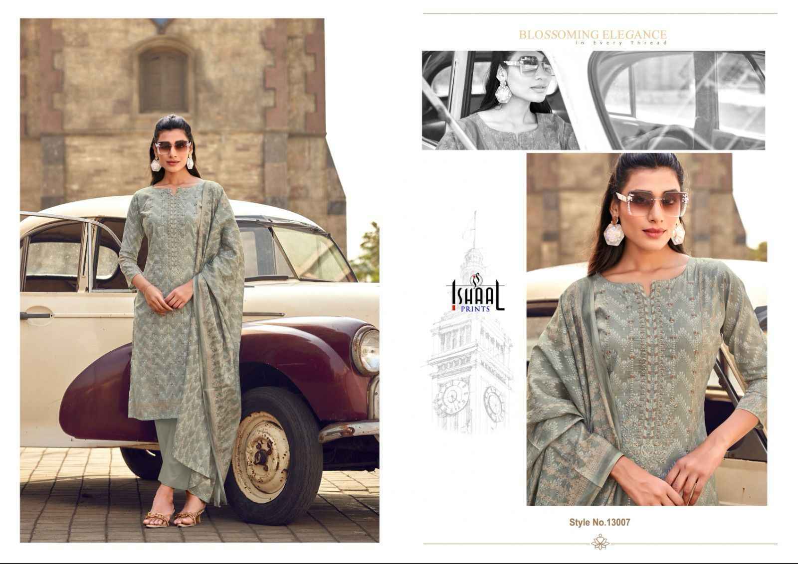 Ishaal Prints Embroidered Vol-13 Lawn Cotton Dress Material (10 pcs Catalogue)