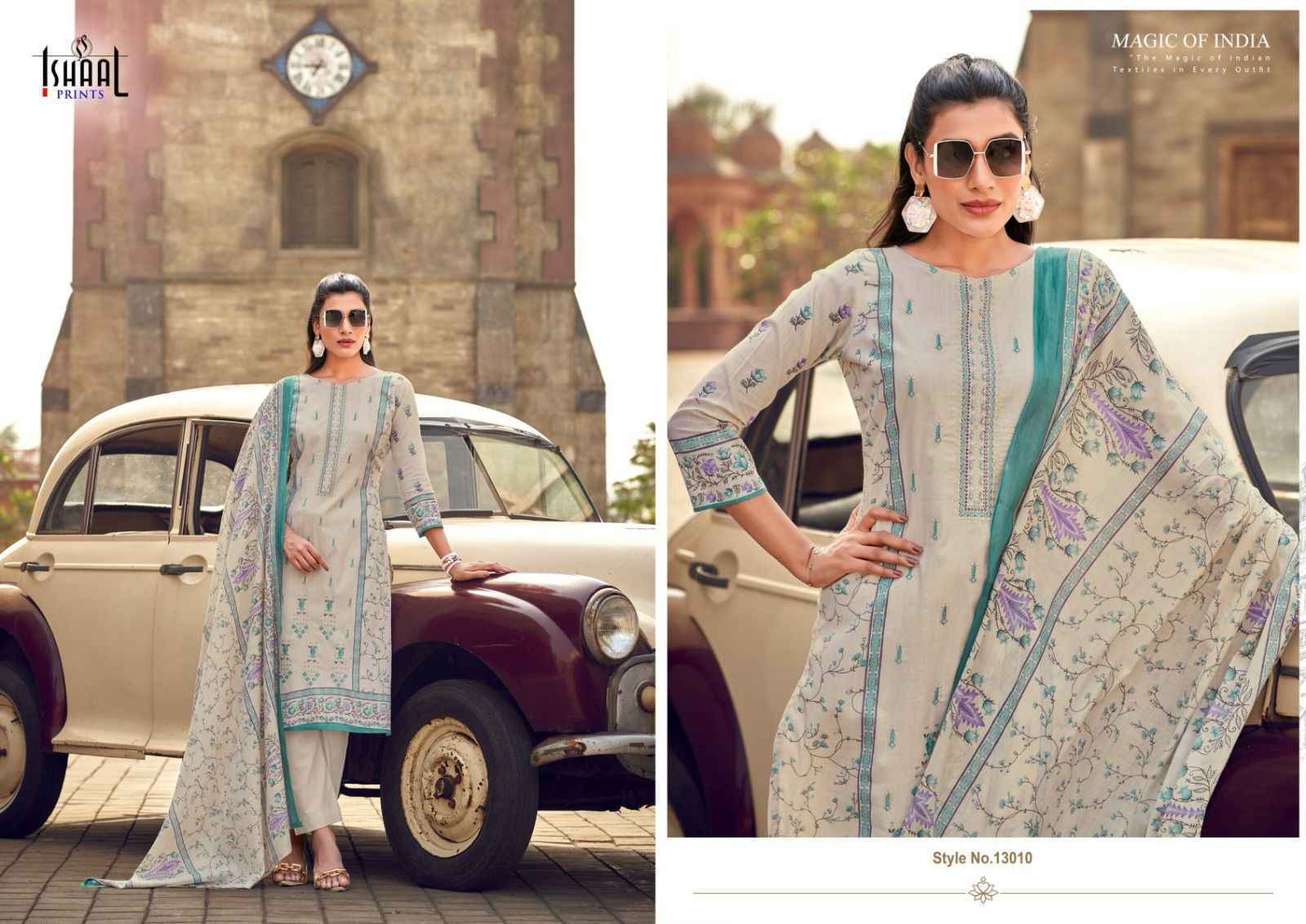 Ishaal Prints Embroidered Vol-13 Lawn Cotton Dress Material (10 pcs Catalogue)