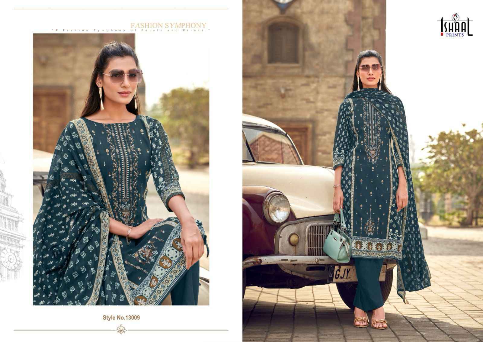 Ishaal Prints Embroidered Vol-13 Lawn Cotton Dress Material (10 pcs Catalogue)