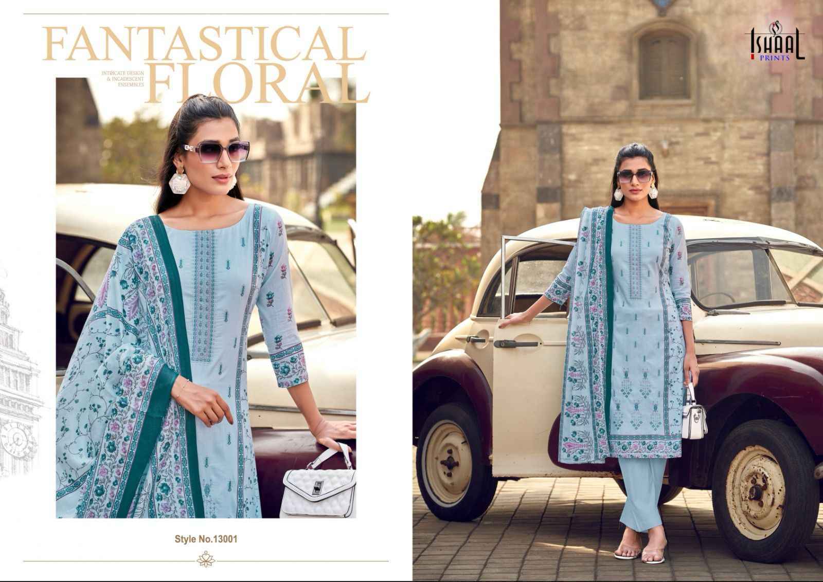 Ishaal Prints Embroidered Vol-13 Lawn Cotton Dress Material (10 pcs Catalogue)