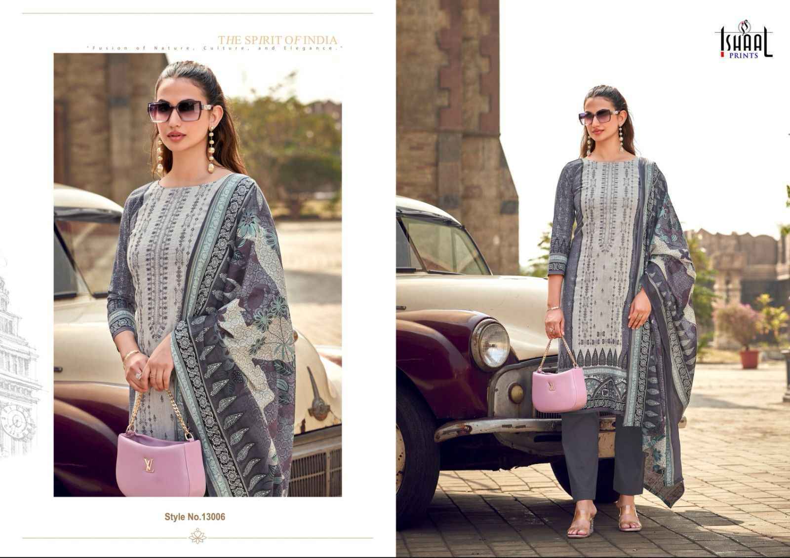 Ishaal Prints Embroidered Vol-13 Lawn Cotton Dress Material (10 pcs Catalogue)