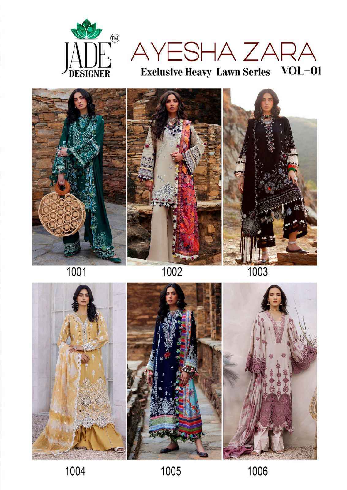 Jade Ayesha Zara Vol 1 Wholesale Pakistani Salwar Kameez Wholesale Price ( 6 pcs Catalogue )