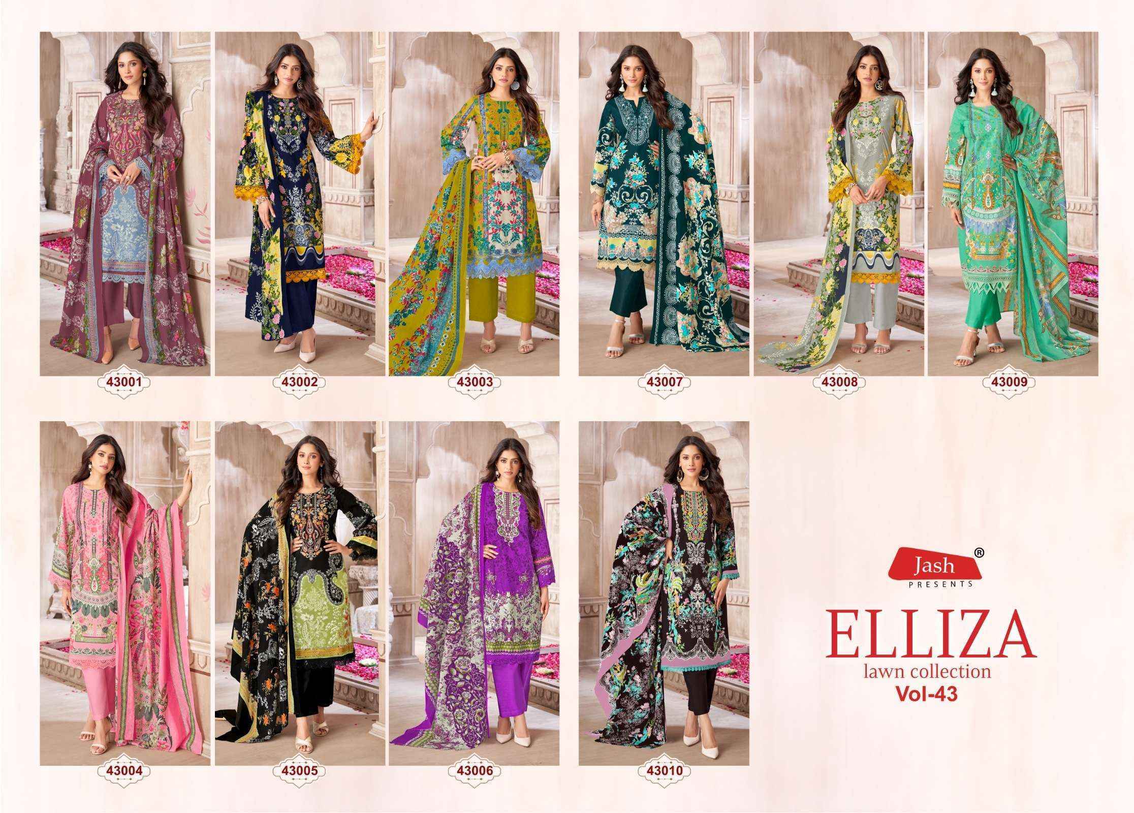 Jash Elliza Vol 43 Wholesale Cotton Suits - surat Wholesale Market ( 10 pcs Catalogue )
