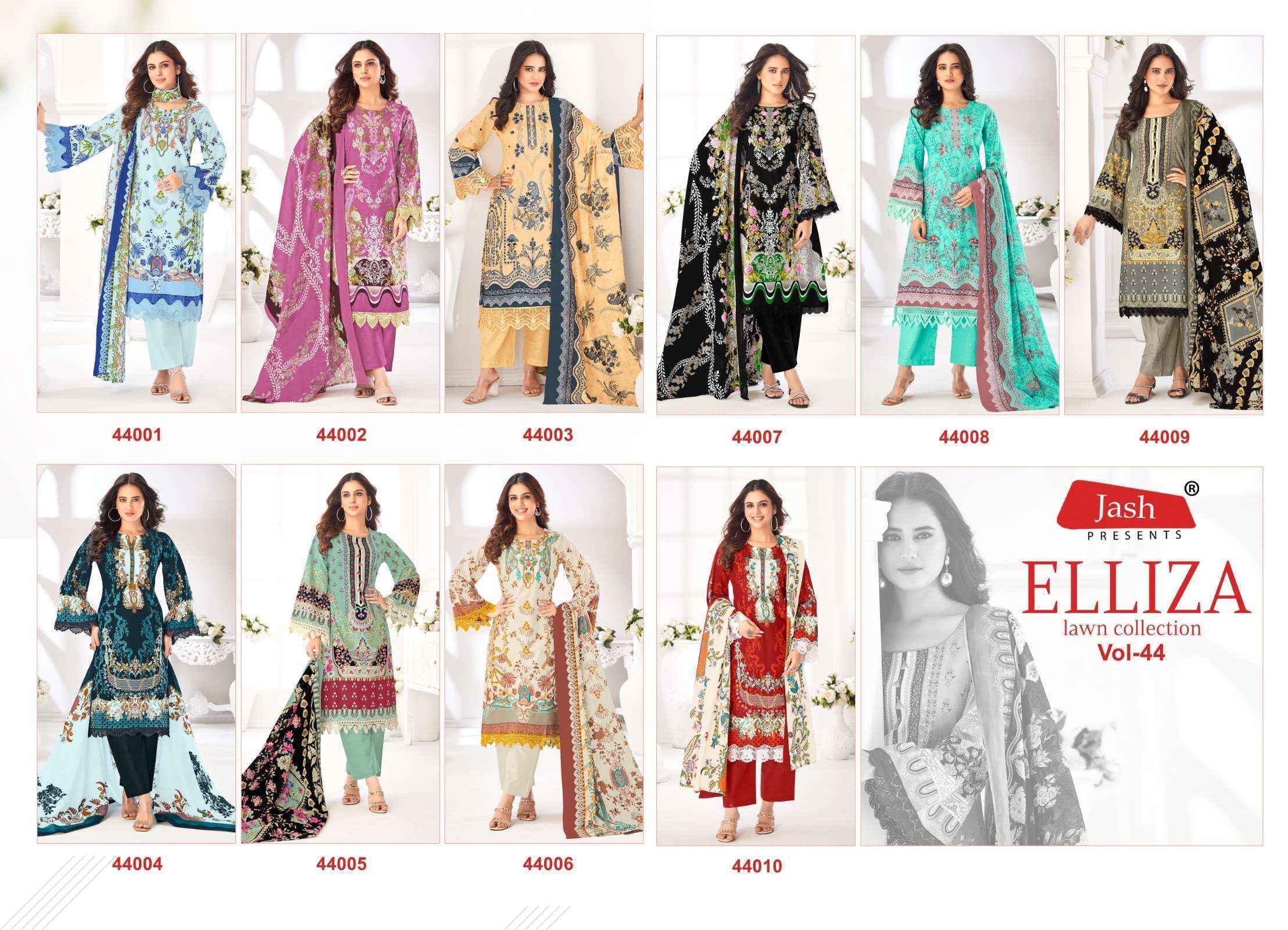 Jash Elliza Vol-44 Cotton Pakistani Suits - Wholesale Factory (10 pcs Catalogue)