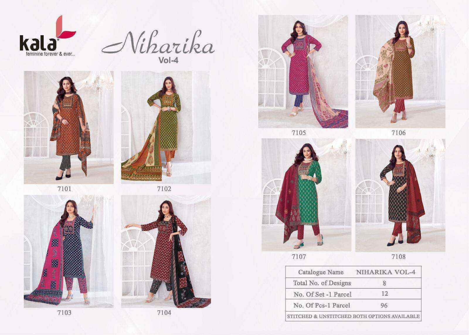 Kala Niharika Vol 4 Cotton Suits - Wholesale Factory ( 8 pcs Catalogue )