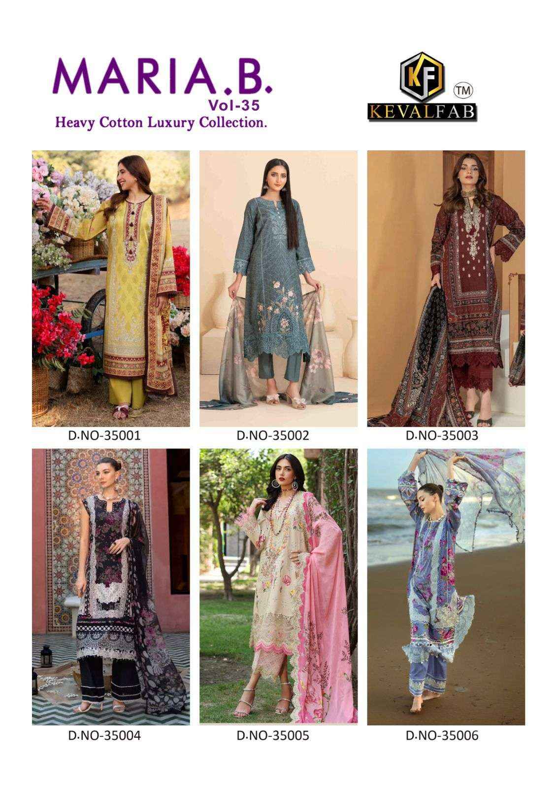 Keval Fab Maria B Vol 35 Cotton Dress Material Wholesale Price ( 6 Pcs Catalogue )