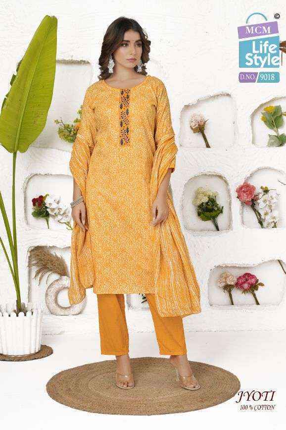 MCM Lifestyle Jyoti Readymade Cotton Suits (16 pcs Catalogue)