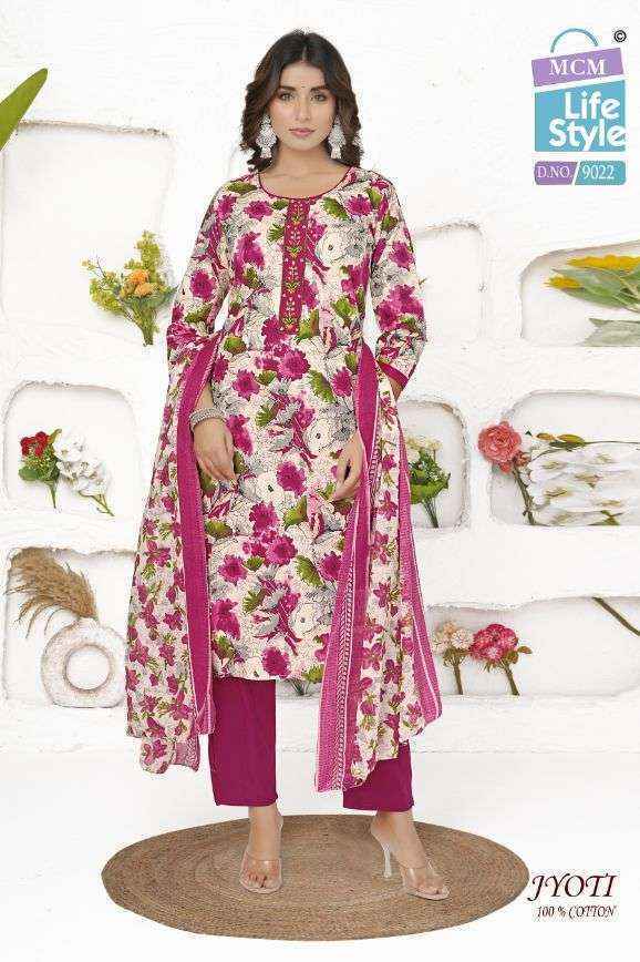 MCM Lifestyle Jyoti Readymade Cotton Suits (16 pcs Catalogue)