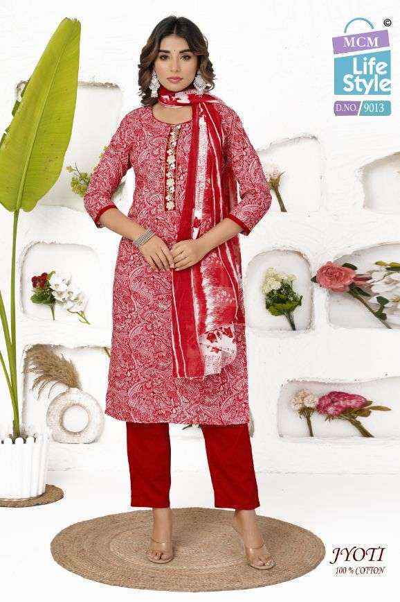 MCM Lifestyle Jyoti Readymade Cotton Suits (16 pcs Catalogue)