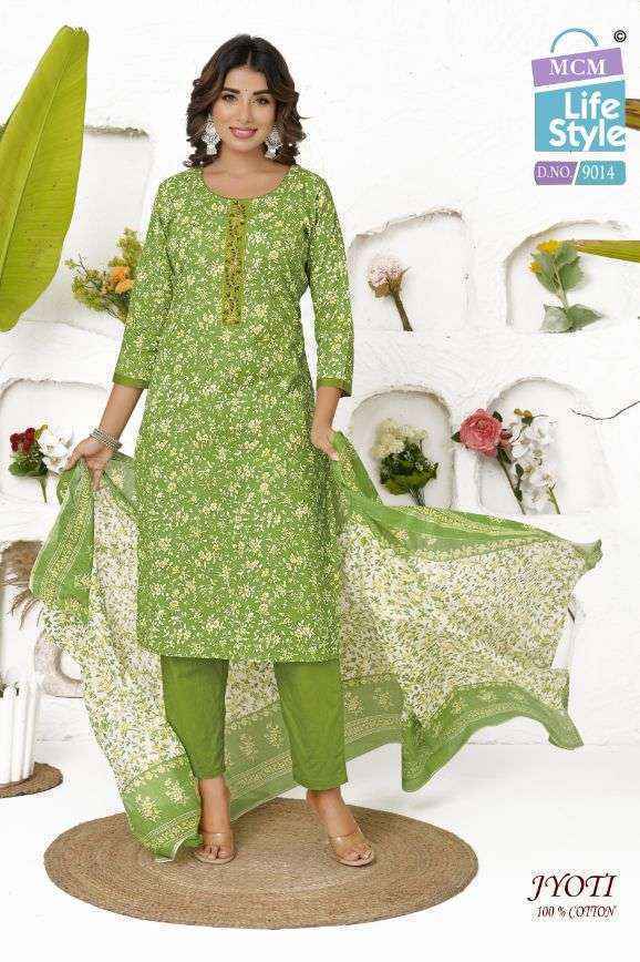 MCM Lifestyle Jyoti Readymade Cotton Suits (16 pcs Catalogue)