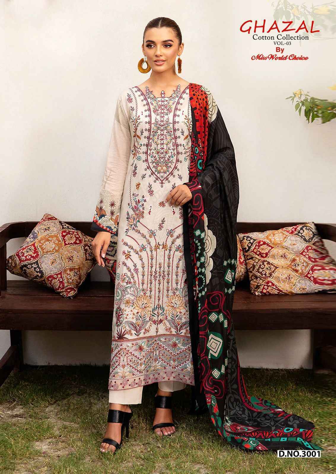 Miss World Choice Ghazal Vol 3 Cotton Pakistani Salwar Kameez ( 6 pcs Catalogue )