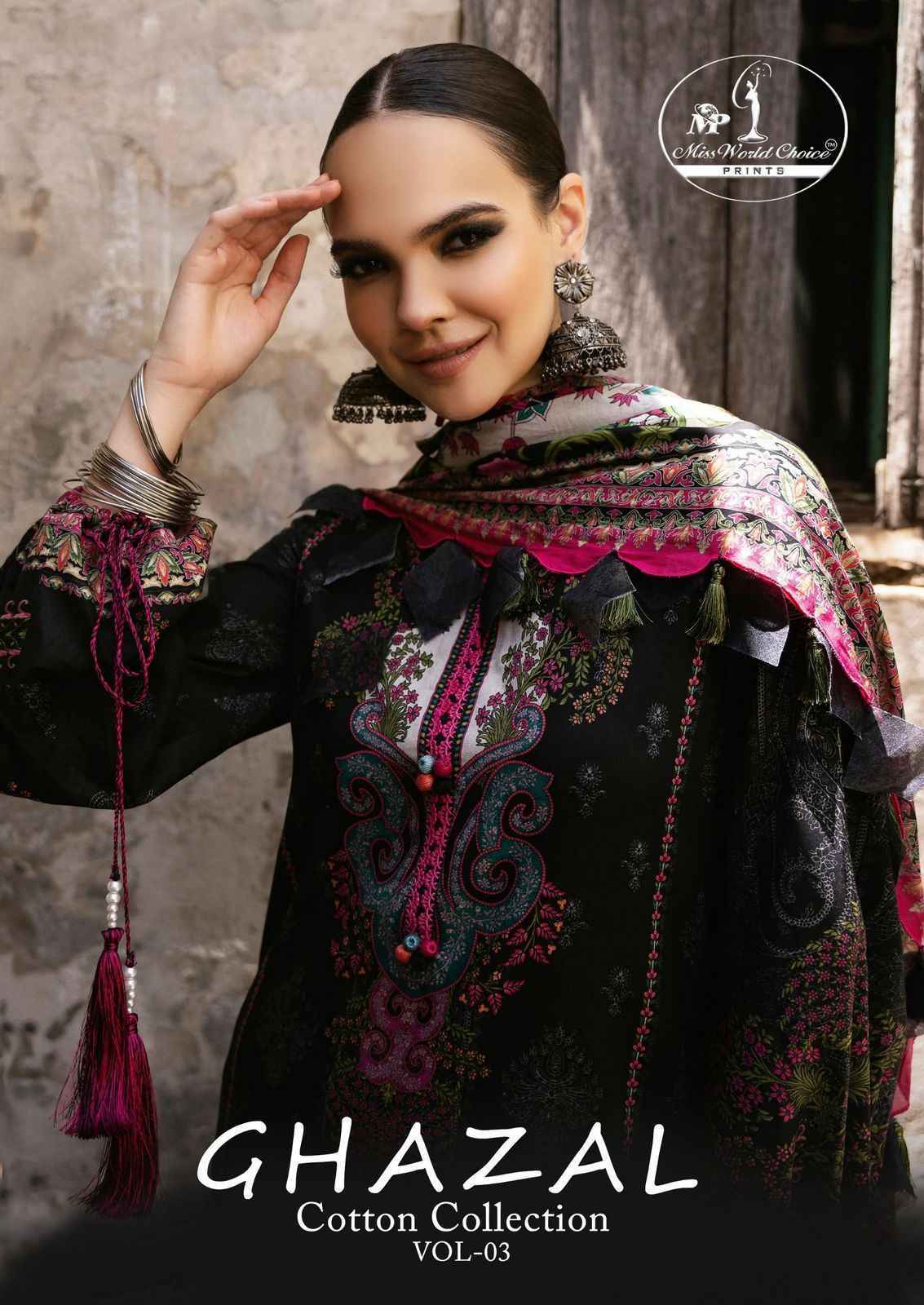 Miss World Choice Ghazal Vol 3 Cotton Pakistani Salwar Kameez ( 6 pcs Catalogue )