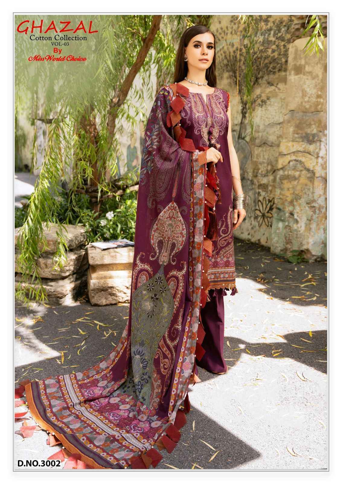Miss World Choice Ghazal Vol 3 Cotton Pakistani Salwar Kameez ( 6 pcs Catalogue )