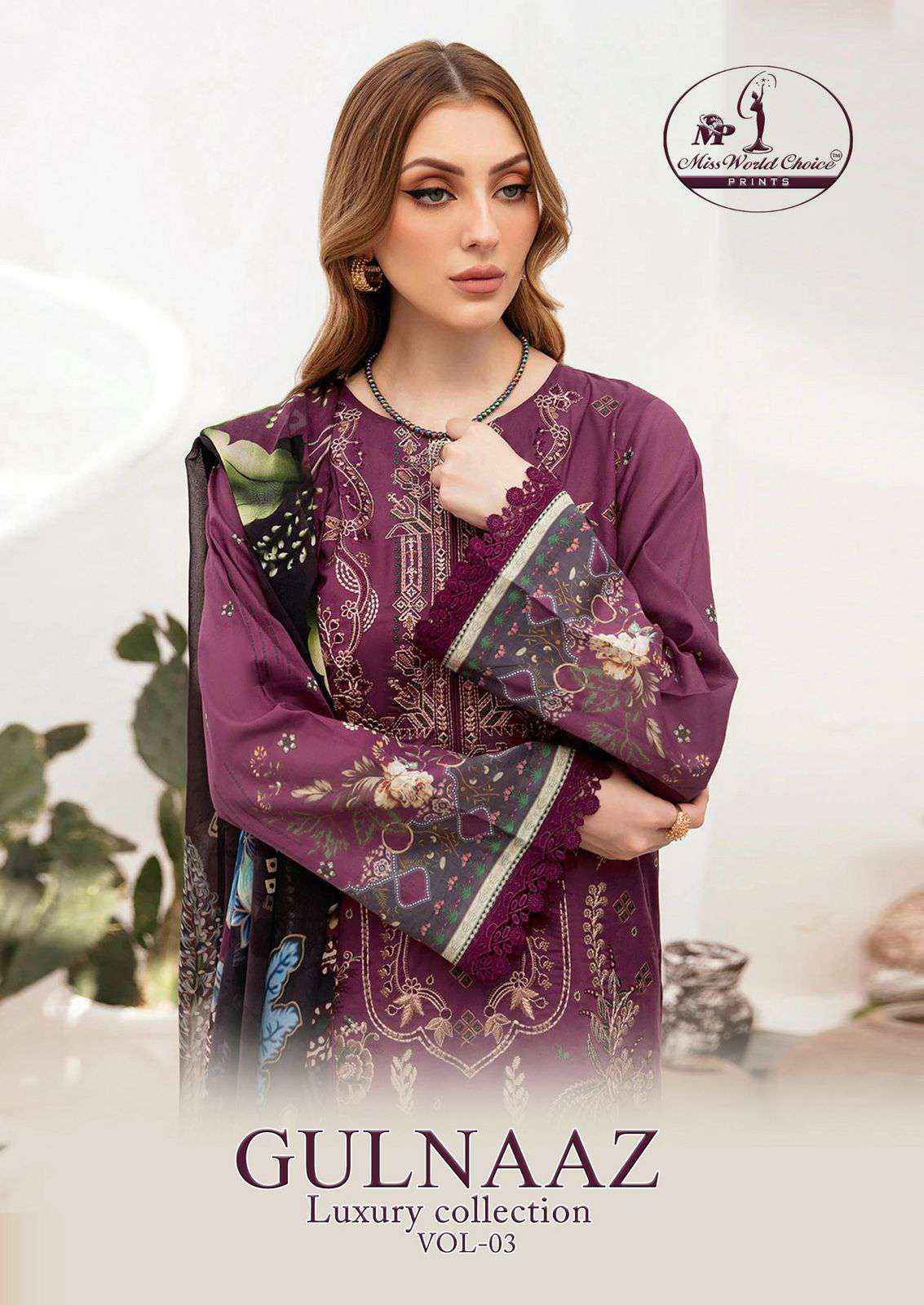 Miss World Choice Gulnaaz Vol 3 Printed Karachi Suit Summer Catalog Wholesale Price ( 6 Pcs Catalog )