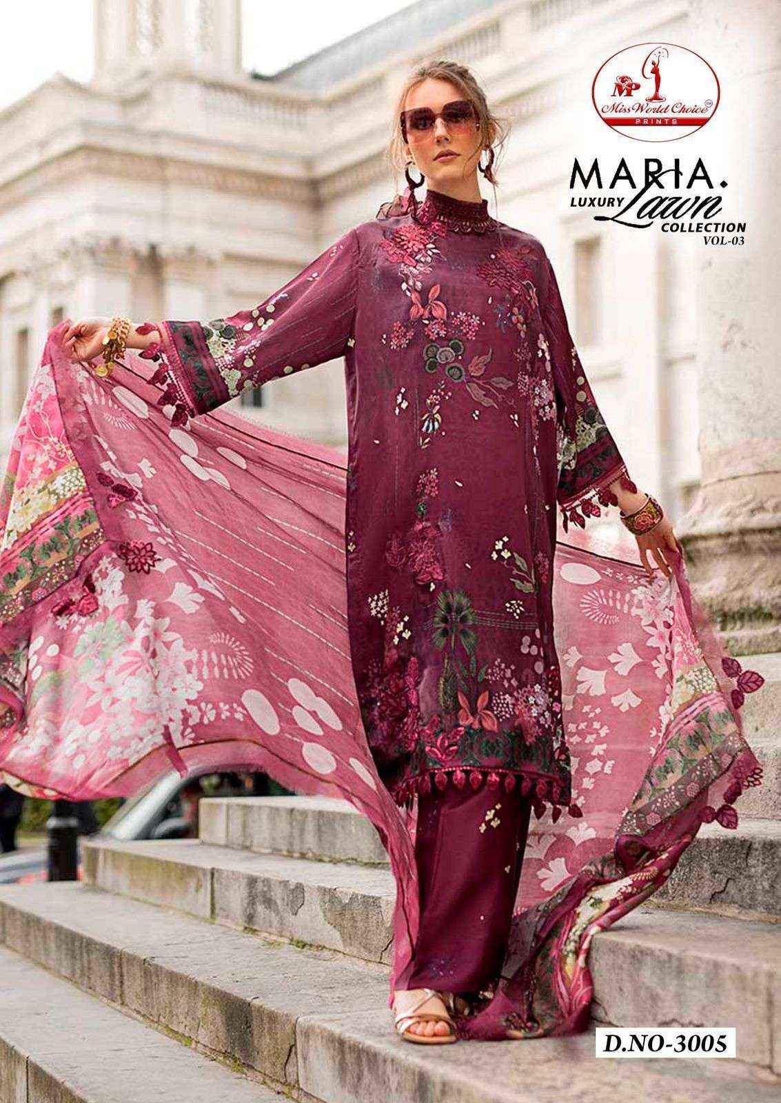 Miss World Choice Maria Lawn Vol 3 Wholesale - Pakistani Dress Material ( 6 Pcs Catalogue )