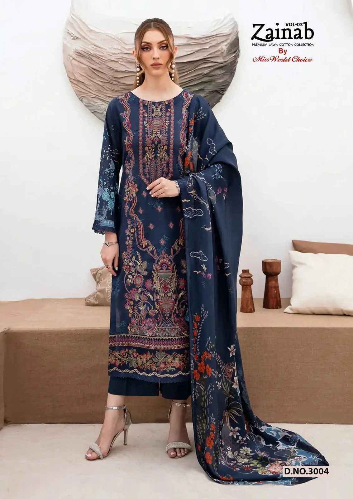 Miss World Choice Zainab Vol-3 Lawn Cotton Dress Material (6 pcs Catalogue)