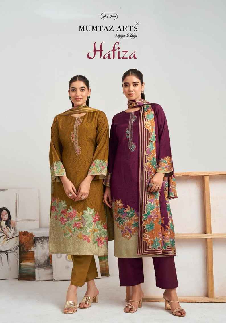 Mumtaz Arts Hafiza Viscouse Muslin Suits Latest Catalog ( 4 pcs Catalogue )
